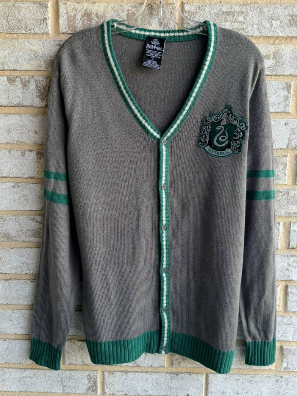 Wizarding World Harry Potter "Slytherin" Long Sleeve Button Up Cardigan Size M